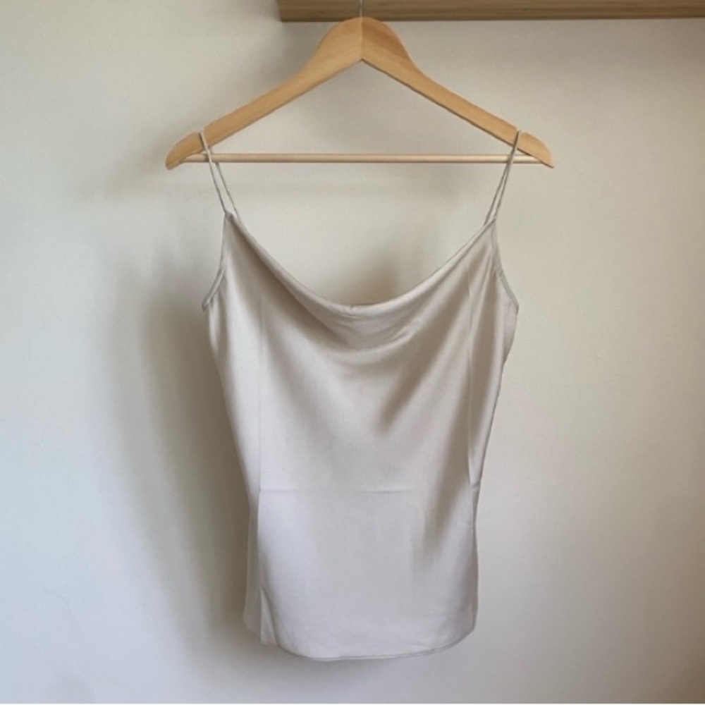 J.ING Cowl Neckline Silk Satin Tank Top Blouse